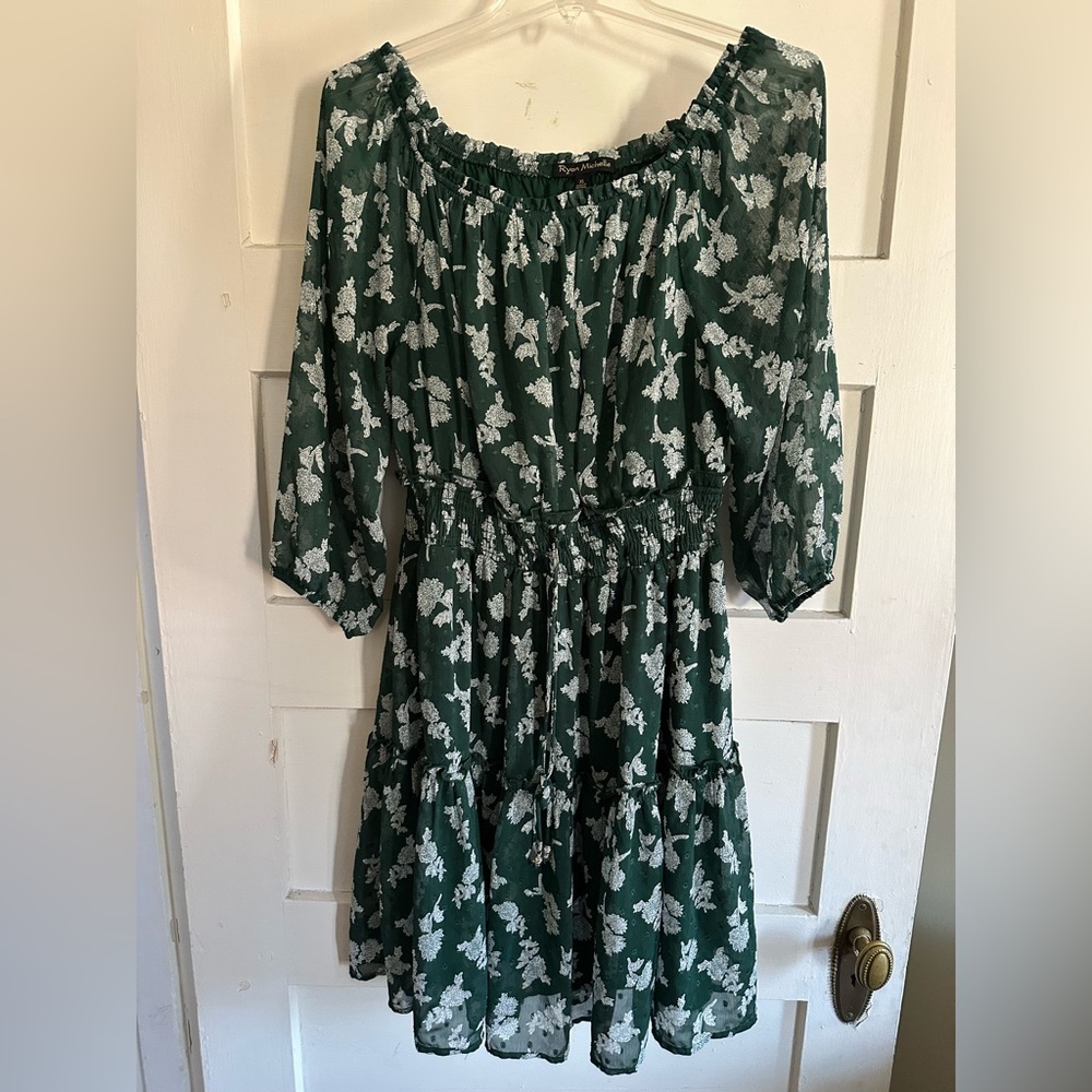 Ryan Michelle Floral Green Dress